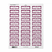 Aubergine Plum Damask Swirl Retrun adreslabel Etiket (Full Sheet)