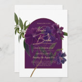 Aubergine Pruim Paars Bloemig Bosgroen Trouwdag Kaart (Voorkant / Achterkant)