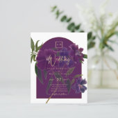 Aubergine Pruim Paars Bloemmotief Bosgroen Trouwda (Staand voorkant)