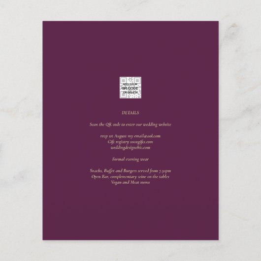 Aubergine Pruim Paars Bloemmotief Bosgroen Trouwda (Achterkant)