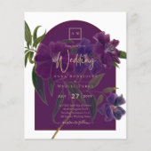 Aubergine Pruim Paars Bloemmotief Bosgroen Trouwda (Voorkant)