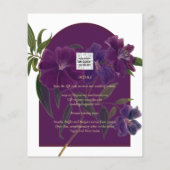 Aubergine Pruim Paars Bloemmotief Bosgroen Trouwda Flyer (Achterkant)