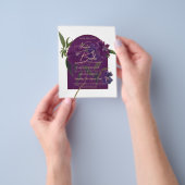 Aubergine Prume Purper Bloem Forest Groen Bruiloft Flyer (Hand)
