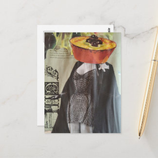 Aubergine Ramekin Hoofd Mode Dame Surreal Collage Briefkaart