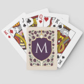 Aubergine Royal Medieval Sword & Shield Monogram Pokerkaarten (Achterkant)