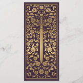Aubergine Royal Medieval Sword Wedding Flat Menu (Achterkant)
