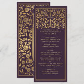 Aubergine Royal Medieval Sword Wedding Flat Menu (Voorkant / Achterkant)