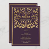 Aubergine Royal Medieval Sword Wedding Program Programmakaart (Voorkant / Achterkant)