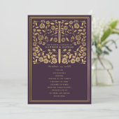 Aubergine Royal Medieval Sword Wedding Program Programmakaart (Staand voorkant)