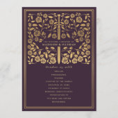 Aubergine Royal Medieval Sword Wedding Program Programmakaart (Voorkant)