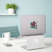 Aubergine Samurai Surf Reddingingsactie — Oude Sum Sticker (Laptop op bureau)