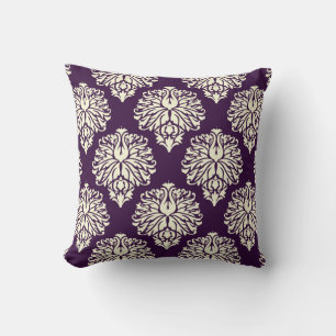 Aubergine Southern Cottage Damast Kussen