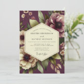 Aubergine Sovereign Bloom Bruiloft Kaart (Staand voorkant)