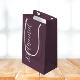 Aubergine Stijl Schrift Bruidsmeisje Klein Cadeauzakje