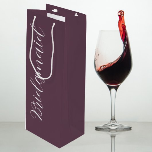 Aubergine Stijlvolle Script Trouw Bruidsmeisje Wijn Cadeautas