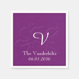 Aubergine Tone op Tone Monogram Huwelijk Servet