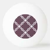 Aubergine Witte Grote Fancy Quatrefoil Patroon Pingpongbal (Achterkant)