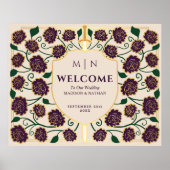 Aubergine Zwaard Schild Fantasy Trouw Welkomstbord Poster (Voorkant)