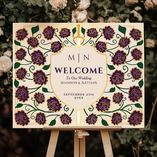 Aubergine Zwaard Schild Fantasy Trouw Welkomstbord Poster