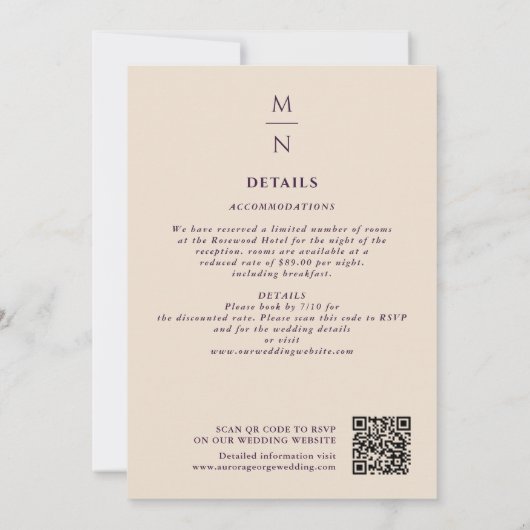 Aubergine Zwaard Schild Fantasy Wedding QR Code Kaart (Achterkant)