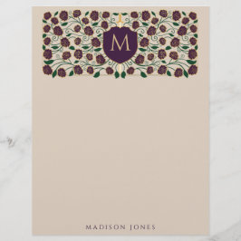 Aubergine Zwaard & Schild Middeleeuwse Fantasy Mon Briefhoofd