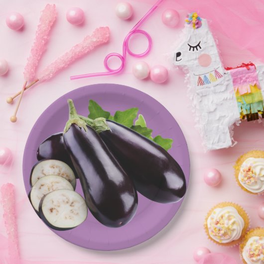 aubergines papieren bordje (Feest)