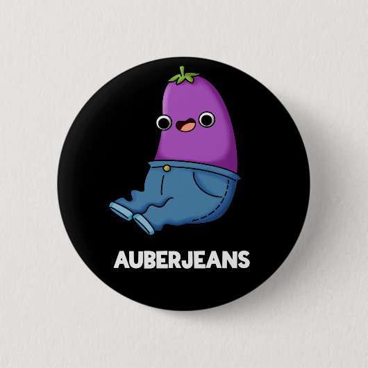 Auberjeans Funny Eggplant Pun Dark BG Ronde Button 5,7 Cm (Voorkant)