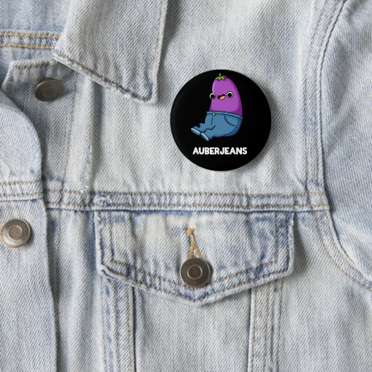 Auberjeans Funny Eggplant Pun Dark BG Ronde Button 5,7 Cm (In situ)