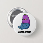 Auberjeans Grappige aubergine Pun Ronde Button 5,7 Cm (Voorkant /achterkant)
