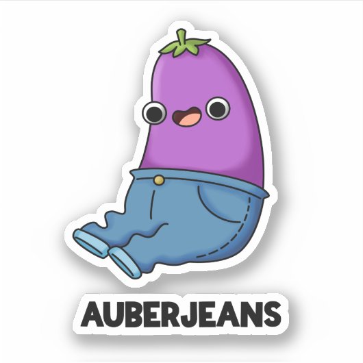 Auberjeans Grappige aubergine Pun Sticker (Voorkant)