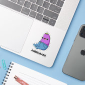 Auberjeans Grappige aubergine Pun Sticker (Laptop met iPhone)