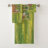 Aubrac-Koe en Cute Calf in lentepastuur Bad Handdoek (Insitu)