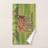 Aubrac-Koe en Cute Calf in lentepastuur Bad Handdoek (Handdoek)
