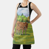 Aubrac-Koe en Cute Calf in lentepastuur Schort (Insitu)