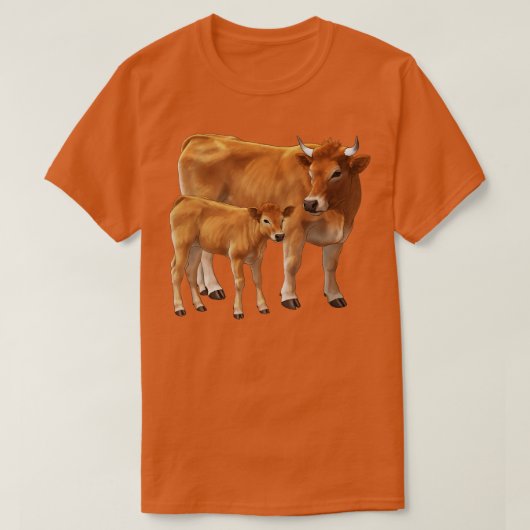 Aubrac Koe en Schattige Kalf T-shirt (Design voorkant)