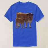 Aubrac of Jersey Brown Koe Cute Calf Cattle Ranch T-shirt (Design voorkant)
