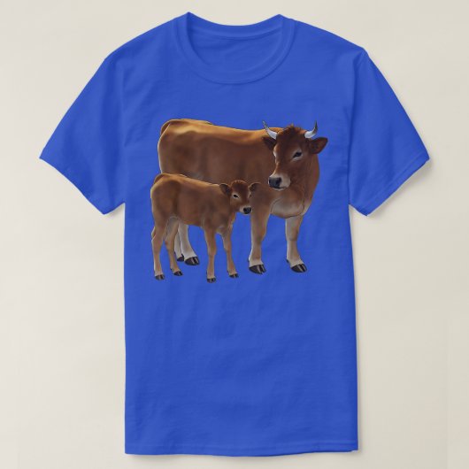 Aubrac of Jersey Brown Koe Cute Calf Cattle Ranch T-shirt (Design voorkant)