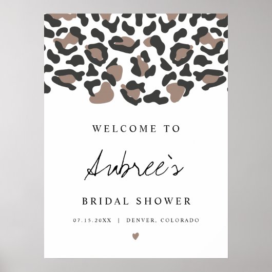 AUBREE Boho Luipaardprint Bruiloft Feest Welkom Poster (Voorkant)