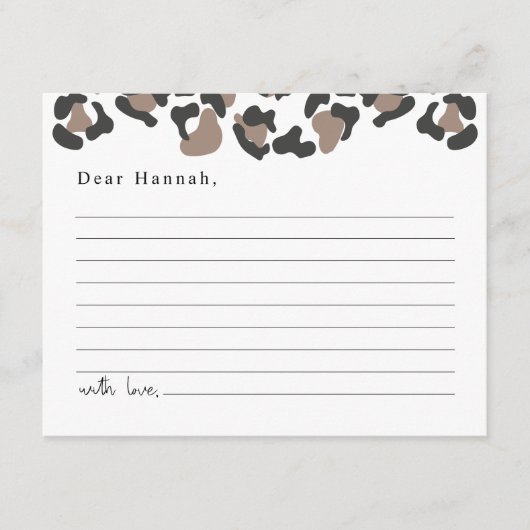 AUBREE luipaard Druk Safari Time Capsule Informatiekaartje (Voorkant)