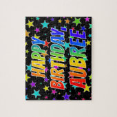 "AUBREE" Voornaam, geun "HAPPY BIRTHDAY" Legpuzzel (Verticaal)