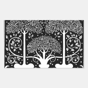 Aubrey Beardsley Art Nouveau Boompatroonprint Rechthoekige Sticker