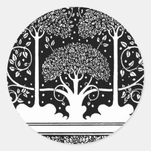 Aubrey Beardsley Art Nouveau Boompatroonprint Ronde Sticker