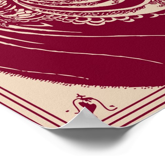 Aubrey Beardsley Peacock Skirt Maroon Poster (Hoek)