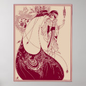 Aubrey Beardsley Peacock Skirt Maroon Poster (Voorkant)