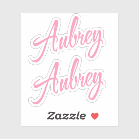 Aubrey decoratieve naam in roze x2 Sticker (Vel)