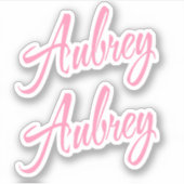 Aubrey decoratieve naam in roze x2 Sticker (Voorkant)