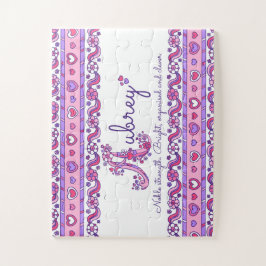 Aubrey naam betekenis roze paarse legpuzzel