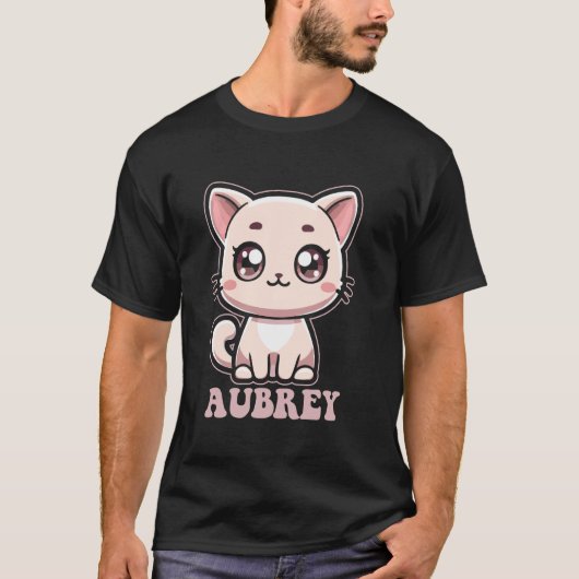 Aubrey Schattige Kitty Cat Design voor Meisjes Naa T-shirt (Voorkant)