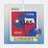 Aubrey, Texas & Bluebonnets Ornament (Voorkant)