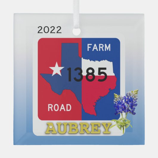 Aubrey, Texas & Bluebonnets Ornament (Voorkant)